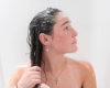 washing hair with goat milk shampoo & light conditioner bar