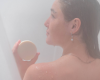 Jade in the shower with goat milk shampoo bar