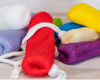 Colorful bath scrubs on a white background