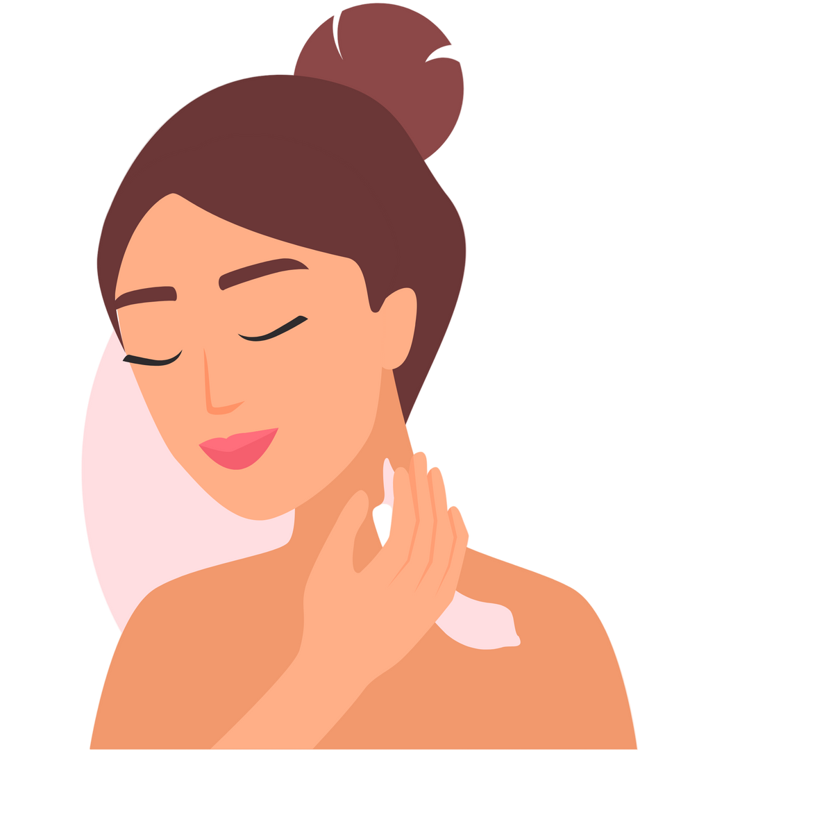 Illustration of a woman applying cream to her neck 