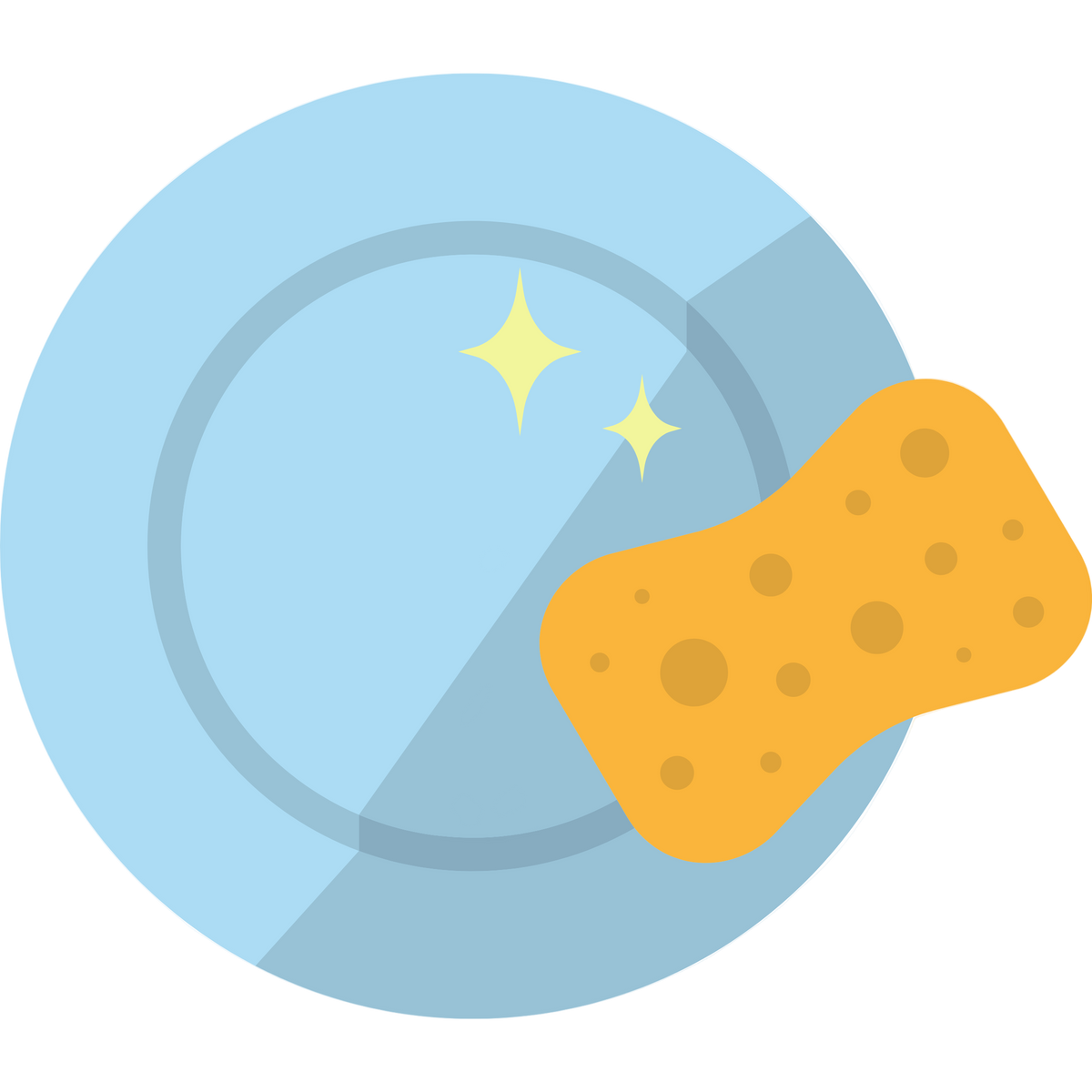 clean plate with sponge