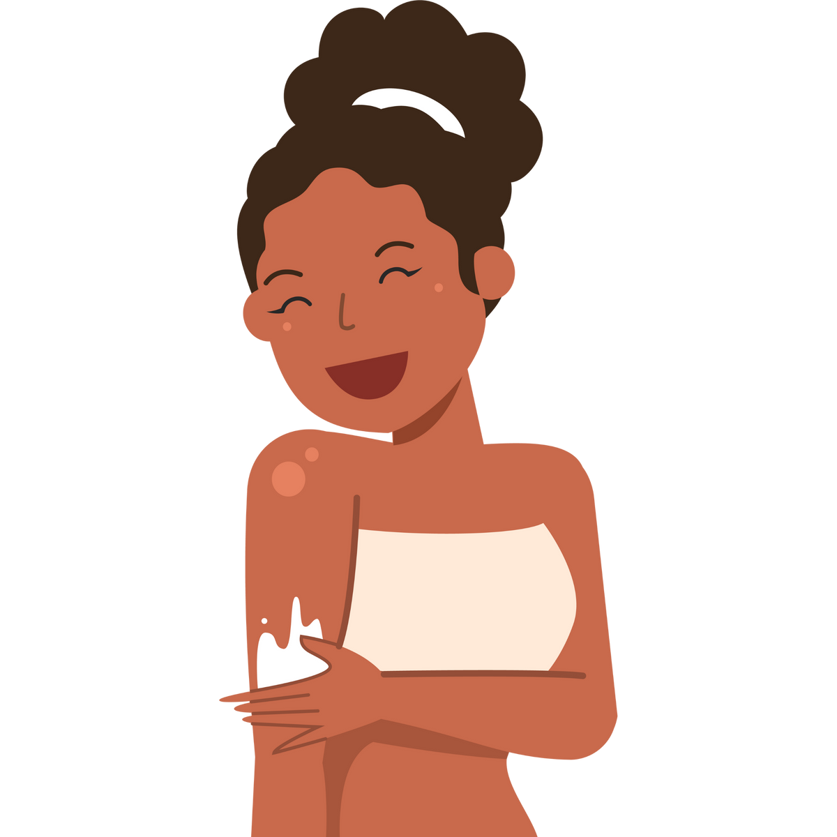 Illustration of a woman putting on lotion