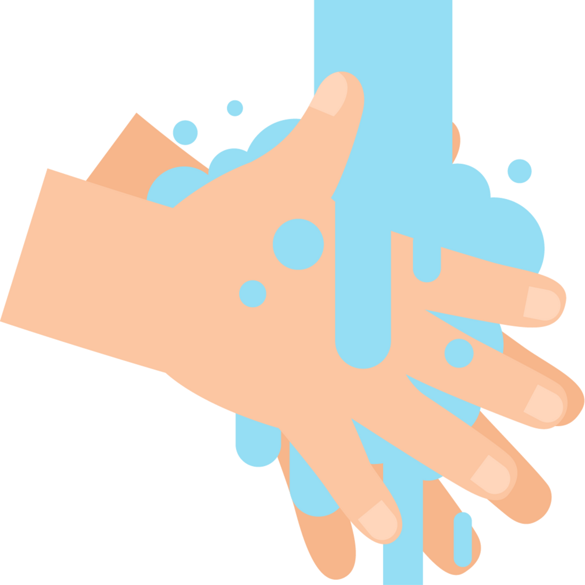Illustration of hands washing with soap and water
