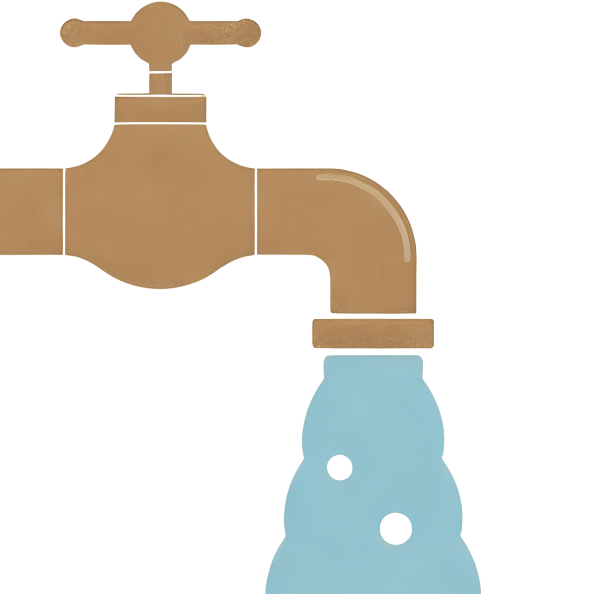 Brown faucet with water flowing 