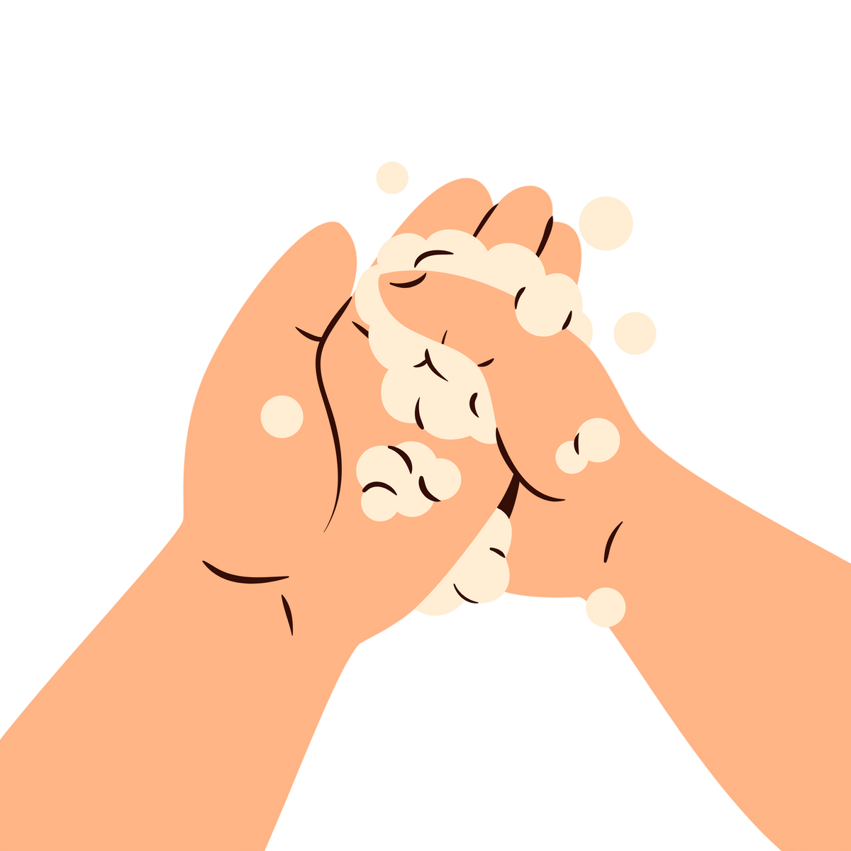 hands washing with bubbles