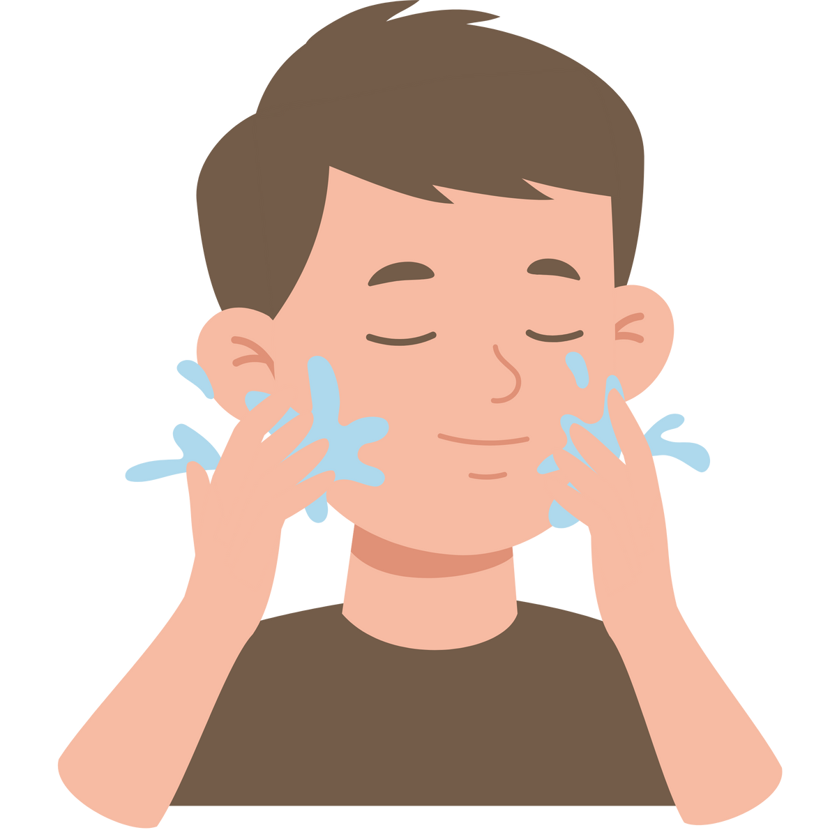 Illustration of a person splashing water on their face