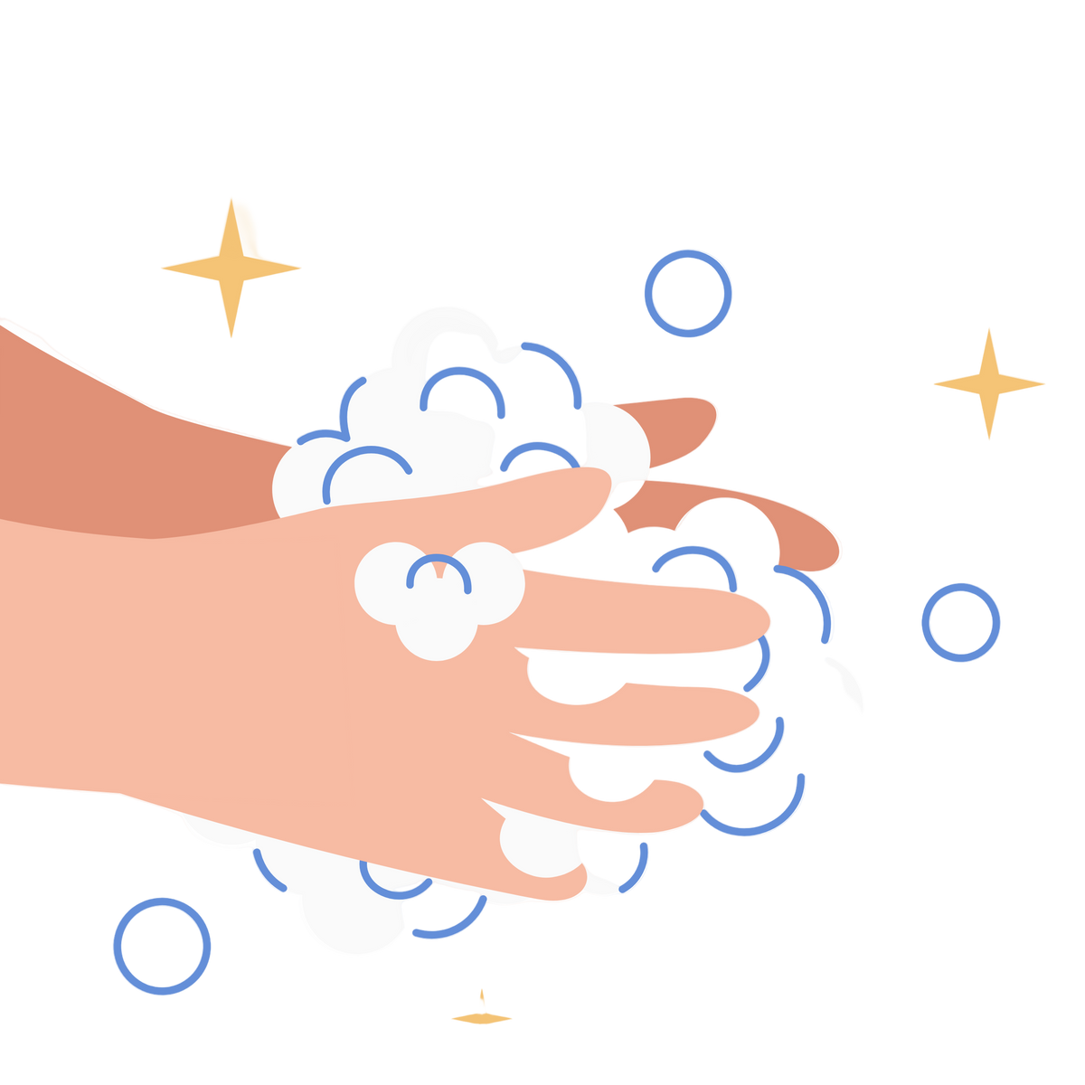 Illustration of hands washing with soap and water