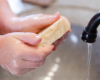 washing hands with purity unscented goat milk soap for a natural, gentle clean