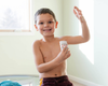 Landon using deodorant