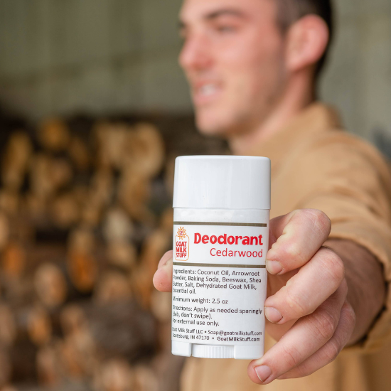 Greyden holding aluminum-free Cedarwood Natural Deodorant