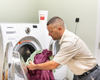 Using the Goat Milk Laundry Soap in the washing machine to wash clothes