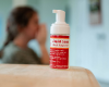 Liquid soap in a foamer bottle.