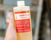 Close-up of Lemongrass liquid soap refill bottle