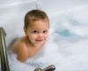 Landon in bubble bath
