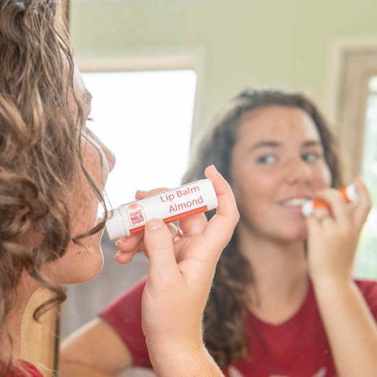 indigo applying super goat milk lip balm